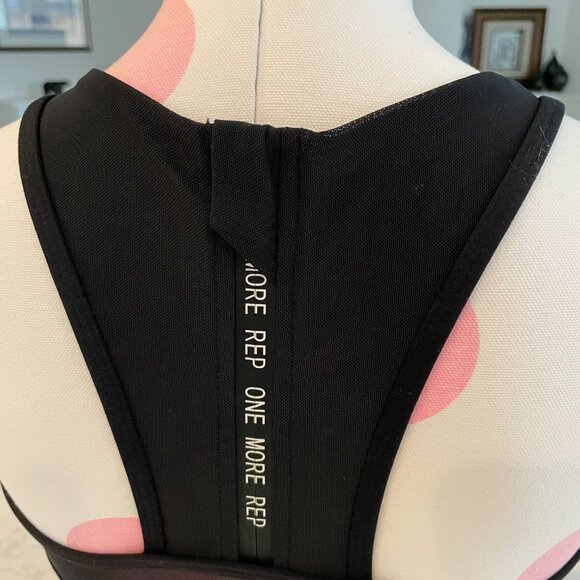 Zyia Active All Star Racer Back Nylon Spandex Spots Bra 'One More Rep' Black M - Picture 12 of 15